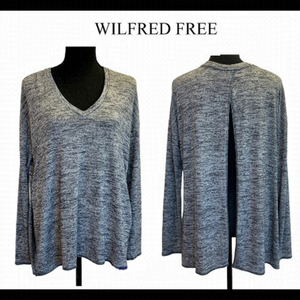 Aritzia Wilfred Free Gray Heathered long sleeve slit open back top Sz XS
